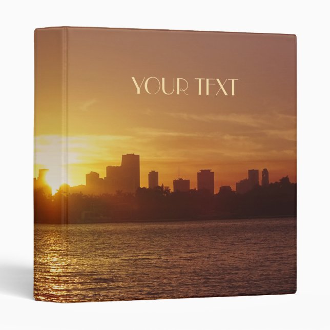 Miami Skyline at Sunset 3 Ring Binder (Front/Spine)