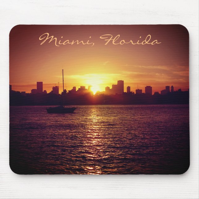 Miami Skyline at Sunset Mouse Pad (Front)