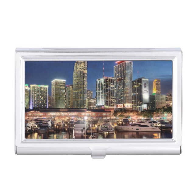 Miami skyline city in Florida Business Card Case (Front)