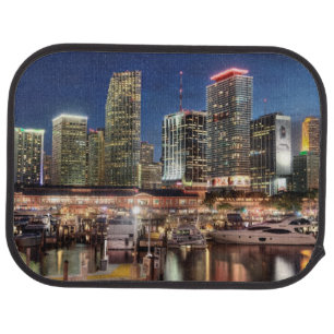 Miami skyline city in Florida Car Floor Mat