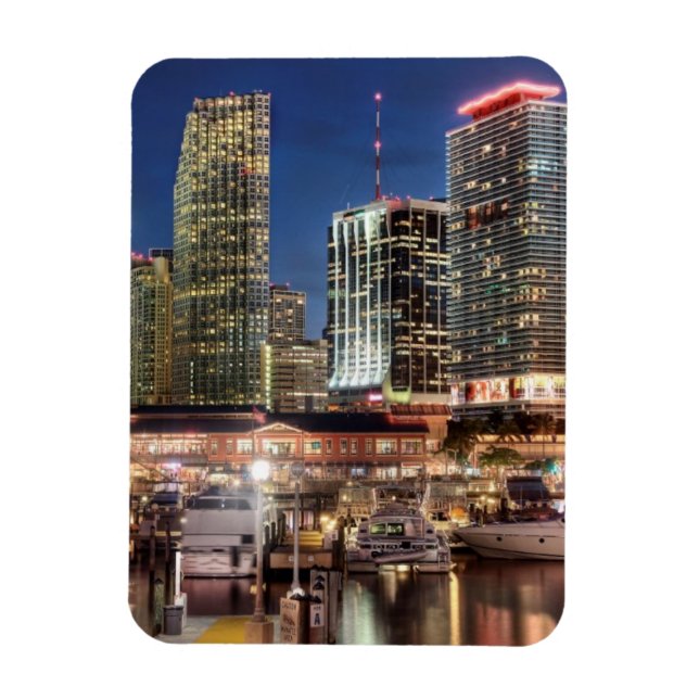 Miami skyline city in Florida Magnet (Vertical)