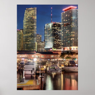 Miami skyline city in Florida Poster