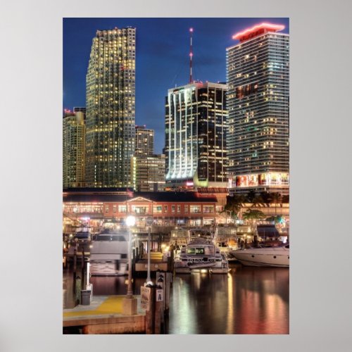 Miami skyline city in Florida Poster