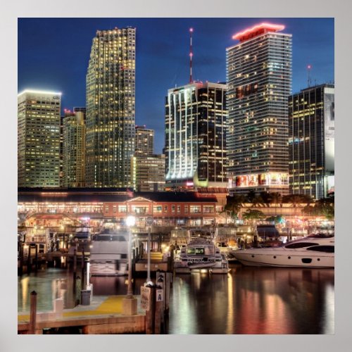 Miami skyline city in Florida Poster