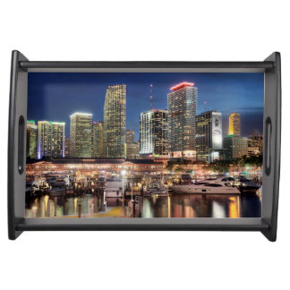 Miami skyline city in Florida Serving Tray