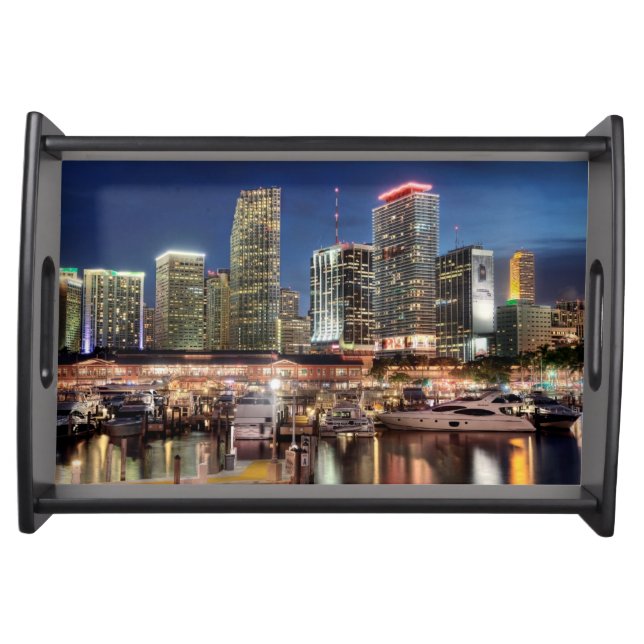 Miami skyline city in Florida Serving Tray (Front)