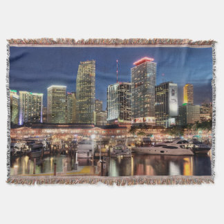 Miami skyline city in Florida Throw Blanket