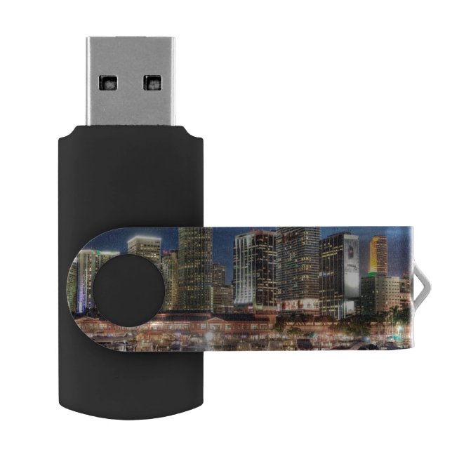 Miami skyline city in Florida USB Flash Drive (Opened)
