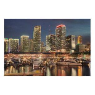 Miami skyline city in Florida Wood Wall Decor