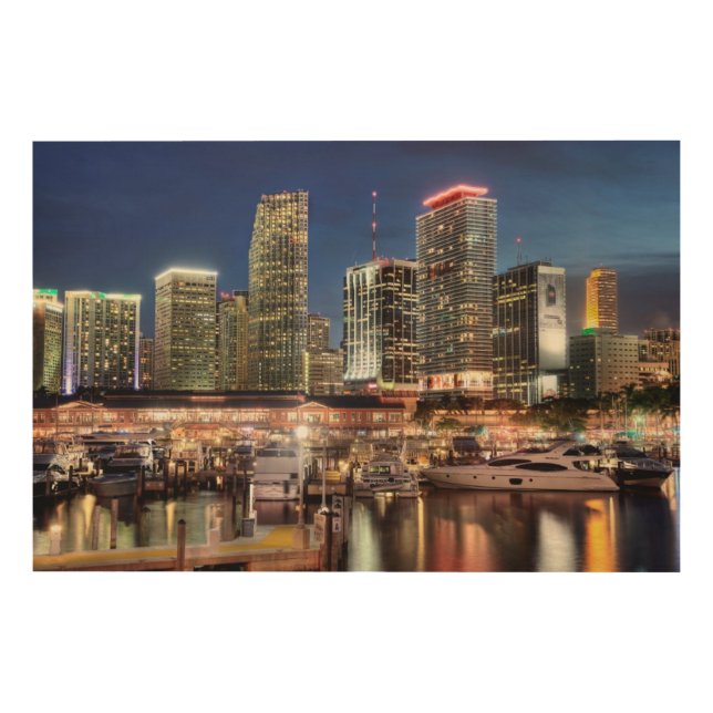 Miami skyline city in Florida Wood Wall Decor (Front)