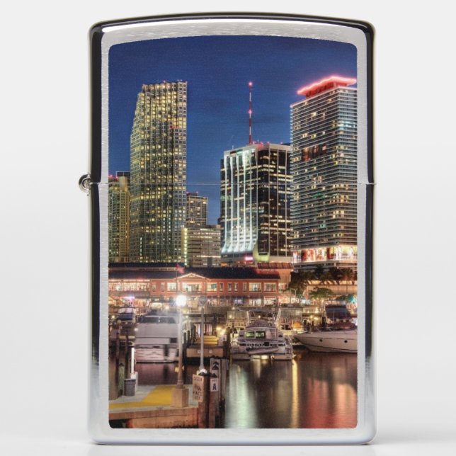 Miami skyline city in Florida Zippo Lighter (Front)
