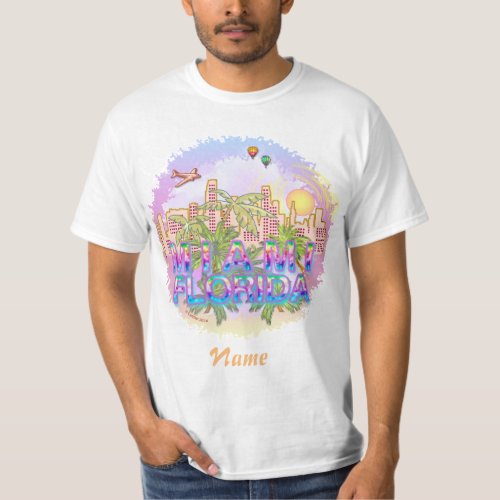 Miami Skyline custom name t_shirt