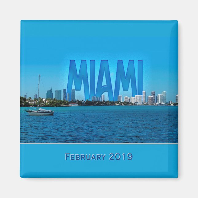 Miami Skyline (customizable) Magnet (Front)