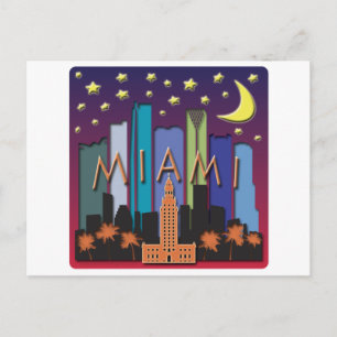 Miami Skyline Mega Color Postcard