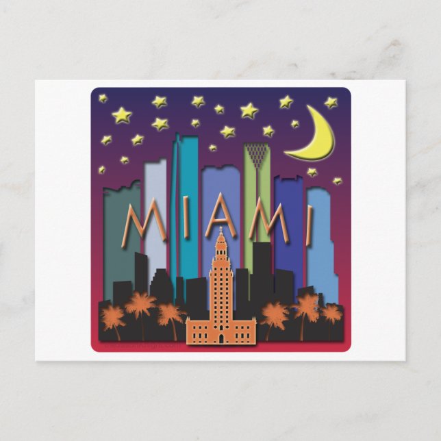 Miami Skyline Mega Color Postcard (Front)