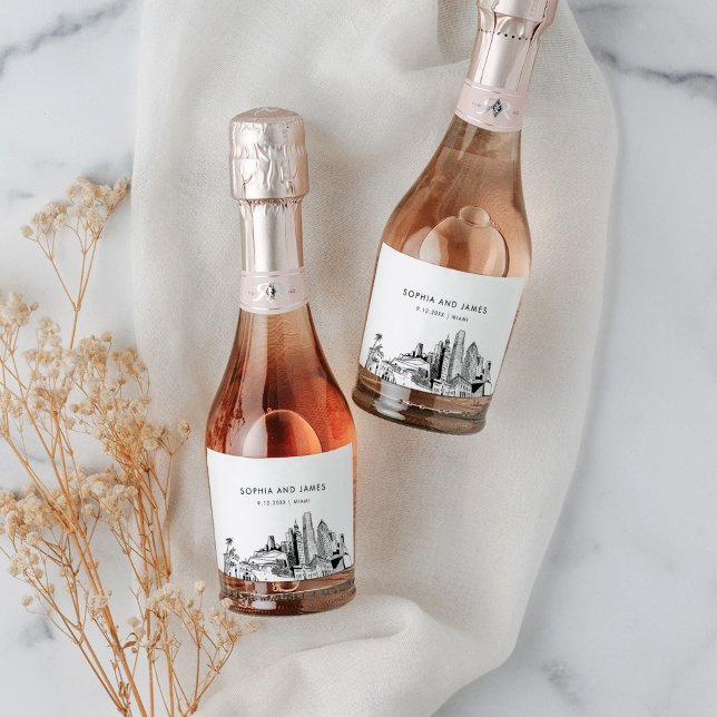 Miami Skyline Mini Sparkling Wine Label (Creator Uploaded)