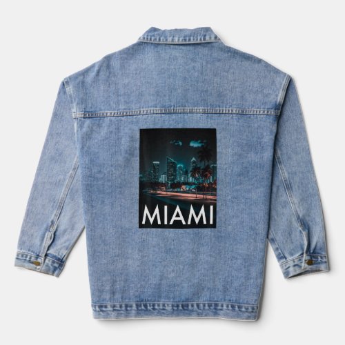 Miami Skyline Nightlife Party  Denim Jacket