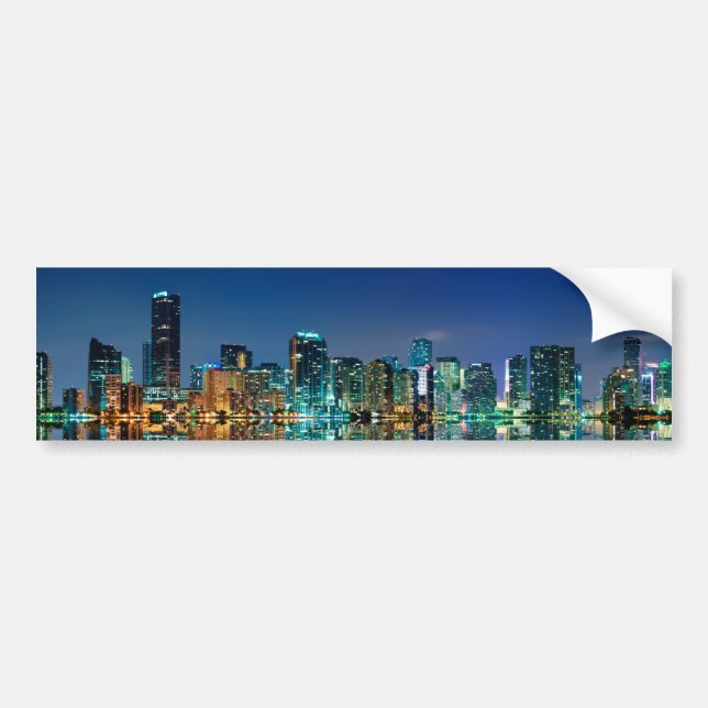 Miami Skyline Panorama Bumper Sticker (Front)