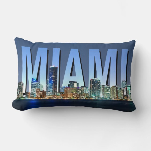 Miami Skyline Panorama Lumbar Pillow (Front)