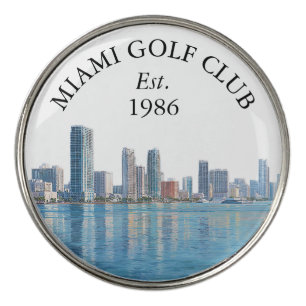Miami Skyline Personalized Golf Club Name Ball Marker