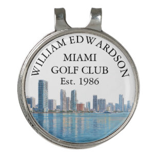 Miami Skyline Personalized Golf Club Name Hat Clip