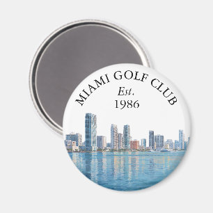 Miami Skyline Personalized Golf Club Name Magnet
