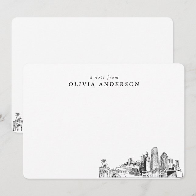 Miami Skyline Personalized Note Cards (Front/Back)