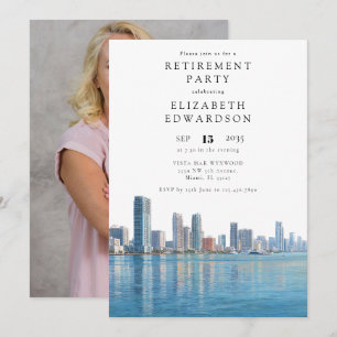 Miami Skyline Retirement Party Photo Invitation