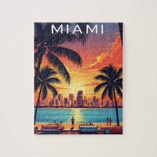 Miami Skyline Sunset Jigsaw Puzzle