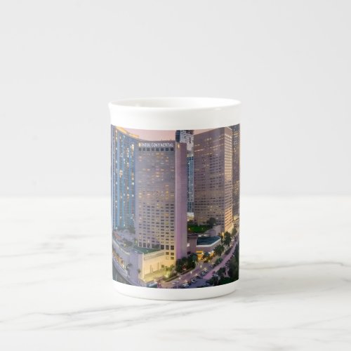 Miami Skyline Sunset with InterContinental Hotel  Bone China Mug