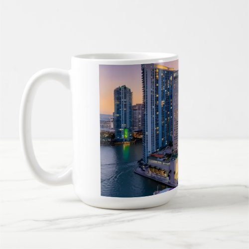 Miami Skyline Sunset with InterContinental Hotel  Coffee Mug