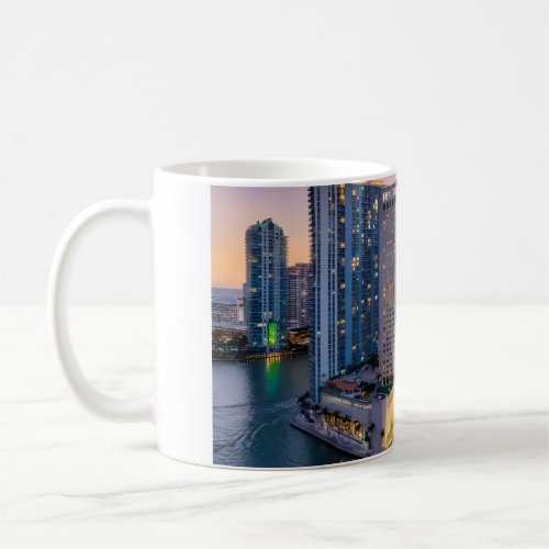 Miami Skyline Sunset with InterContinental Hotel  Coffee Mug
