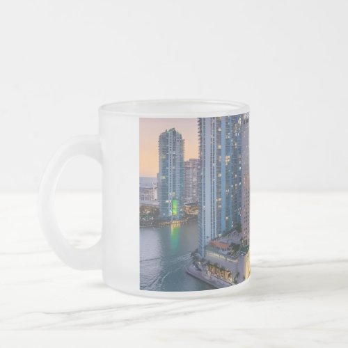Miami Skyline Sunset with InterContinental Hotel Frosted Glass Coffee Mug