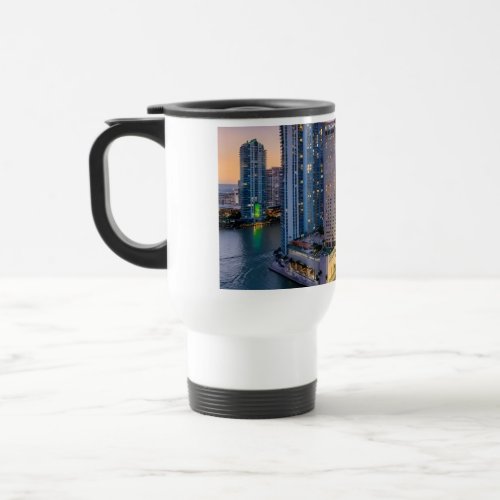 Miami Skyline Sunset with InterContinental Hotel  Travel Mug