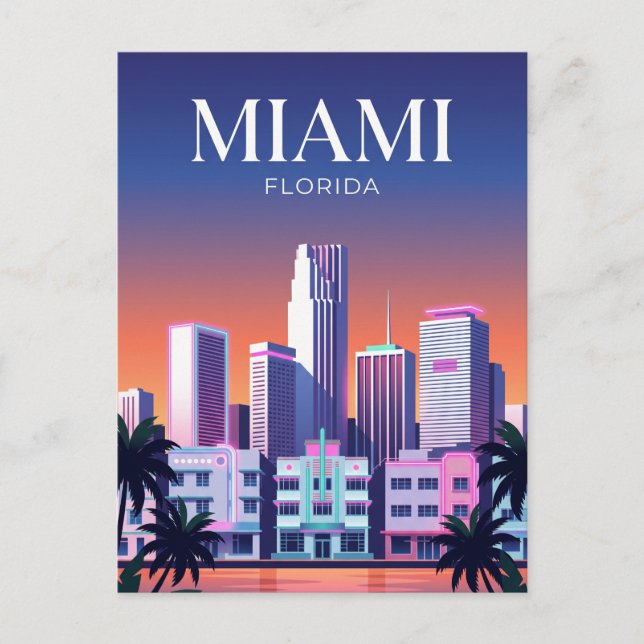 Miami Skyline USA Postcard (Front)