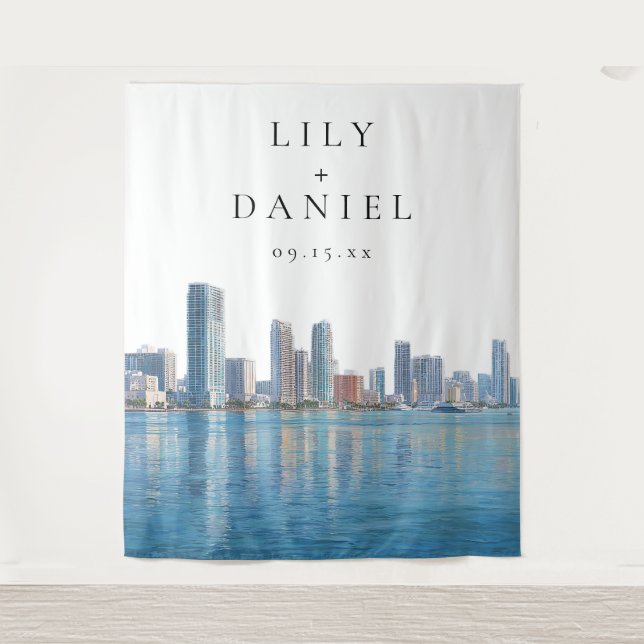 Miami Skyline Wedding Photo Backdrop (Front)