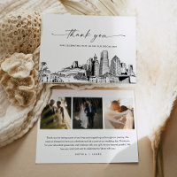 Miami Skyline Wedding Photo Thank You Card
