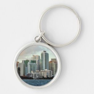 Miami skyscrapers against wide clear sky keychain