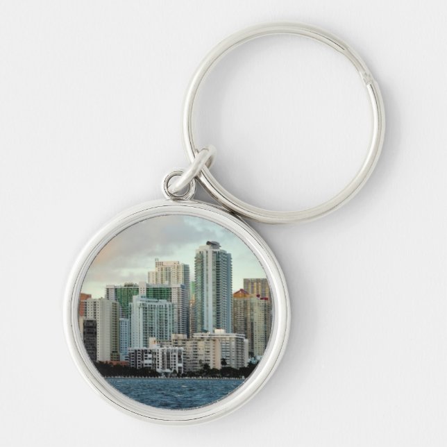 Miami skyscrapers against wide clear sky keychain (Front)