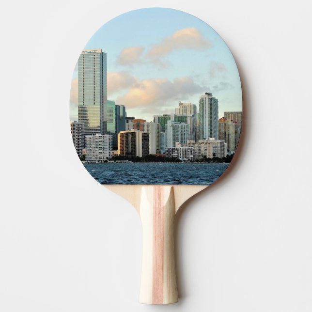 Miami skyscrapers against wide clear sky Ping-Pong paddle (Front)