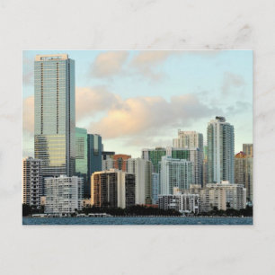 Miami skyscrapers against wide clear sky postcard