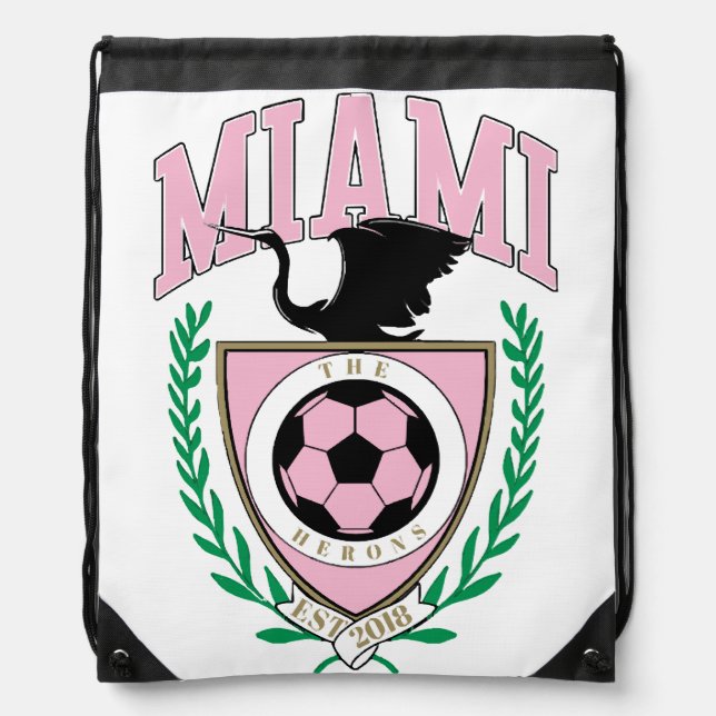 Miami Soccer Varsity Style  Drawstring Bag (Front)