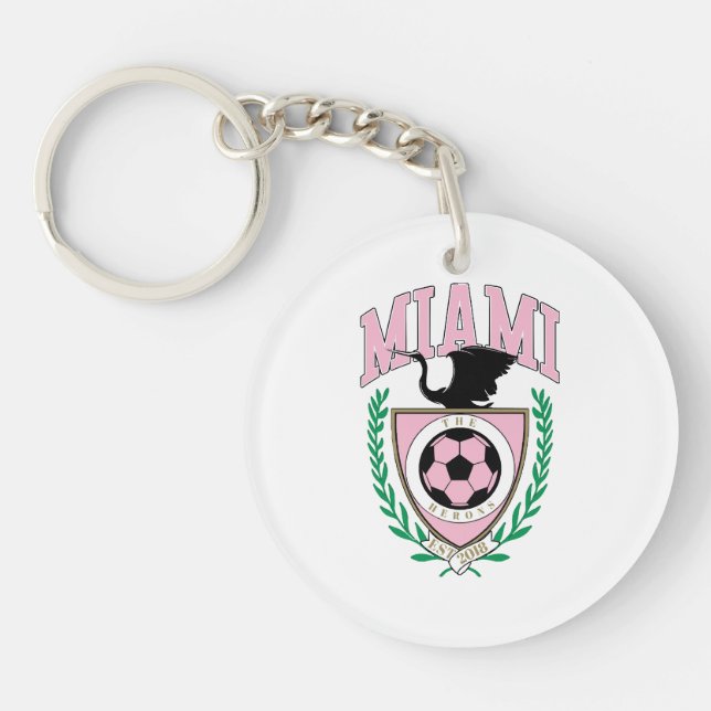Miami Soccer Varsity Style  Keychain (Front)