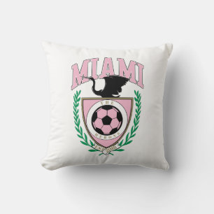 Miami Soccer Varsity Style Throw Pillow