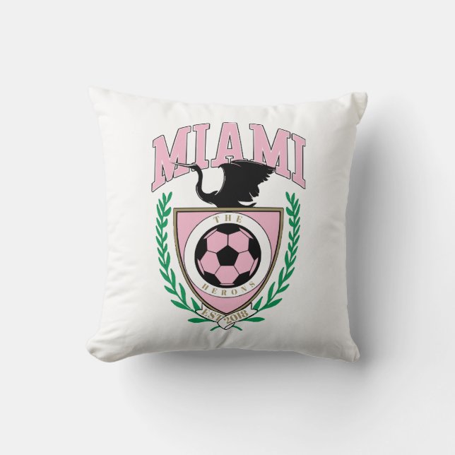 Miami Soccer Varsity Style  Throw Pillow (Front)