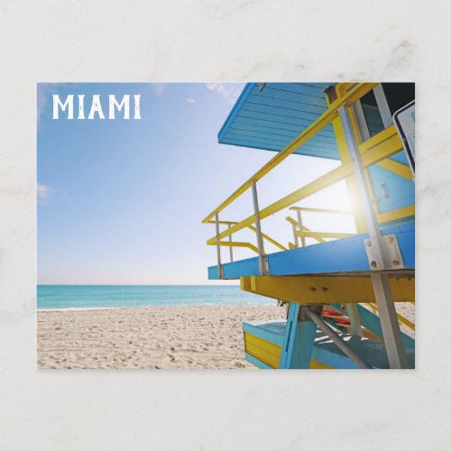 Miami South Beach Florida Lifeguard Station Travel Postcard