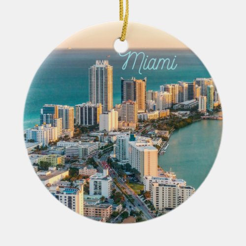 Miami South Beach Florida Ocean View Ceramic Ornament