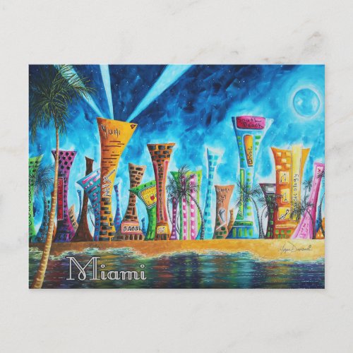 Miami South Beach Florida Pop Art Travel Postcard