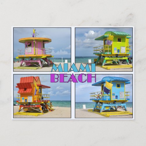Miami South Beach Lifeguard Towers Postcard