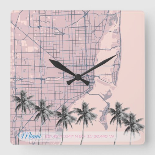 Miami Square Wall Clock